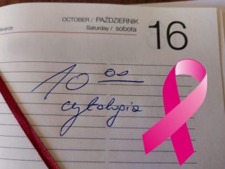 Kartka z kalendarza 16.10.2021 i różowa wstążka - cytologia