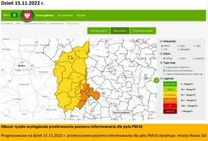 Obszar ryzyka wystąpienia przekroczenia poziomu informowania dla pyłu PM10