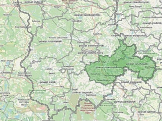 Mapa strefy objętej zakażeniem w powiatach wschowskim i nowosolskim